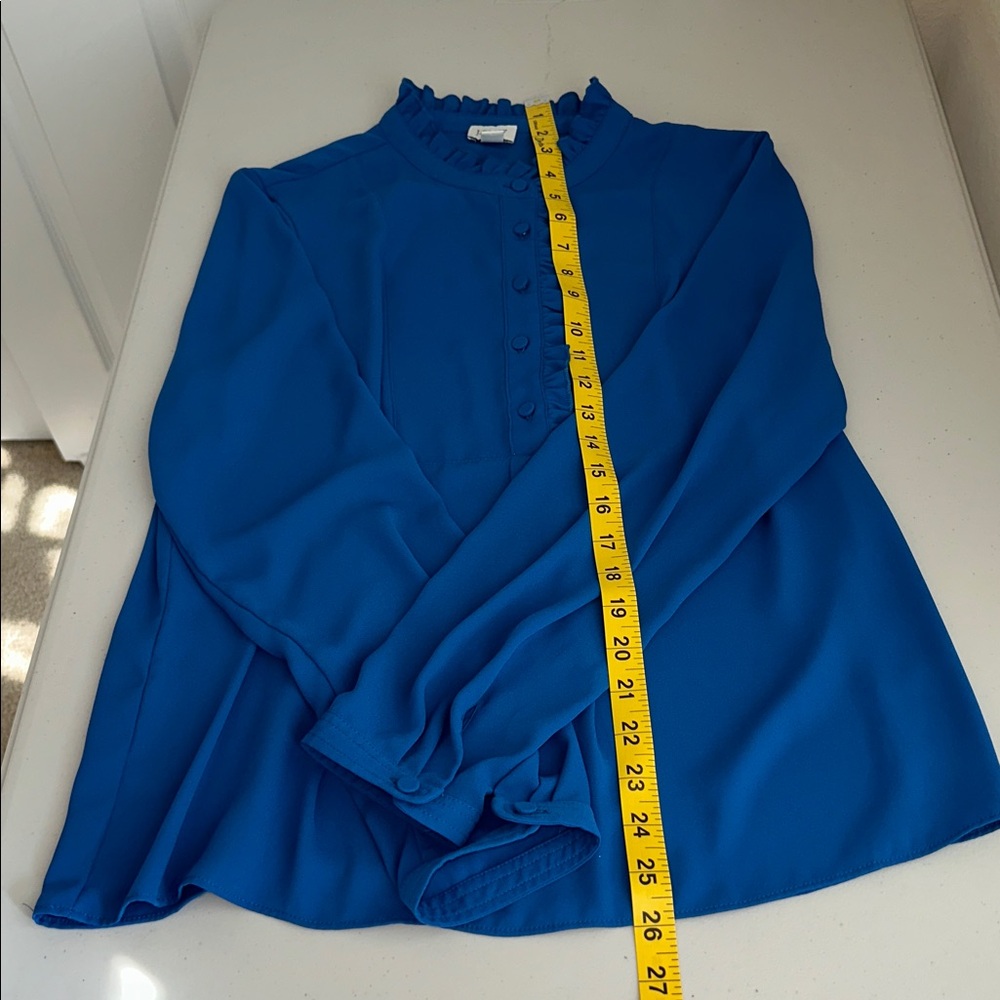 J. Crew Vibrant Blue Button-Up Blouse - Picture 11 of 16